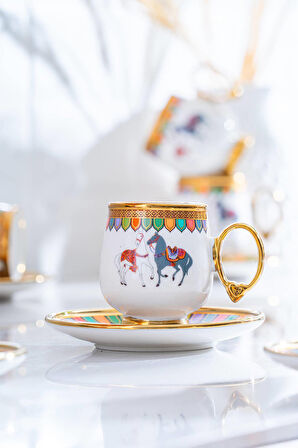 Acar Wilshire Gri 12 Parça 6 Kişilik Porselen Kahve Fincan Takımı - 90 ml