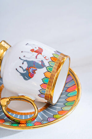 Acar Wilshire Gri 12 Parça 6 Kişilik Porselen Kahve Fincan Takımı - 90 ml