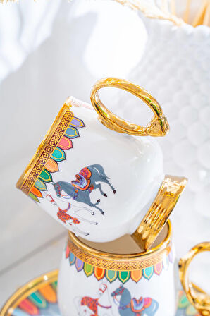 Acar Wilshire Gri 12 Parça 6 Kişilik Porselen Kahve Fincan Takımı - 90 ml