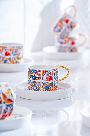 Acar Hollis 12 Parça 6 Kişilik Porselen Kahve Fincan Takımı - 90 ml