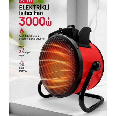Ultra Güçlü 3000 Watt Taşınabilir Elektrikli Portatif Isıtıcı Soba Sıcak Hava Üfleyen Fan Radyatör