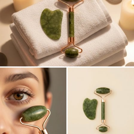 Yeşim Taşı Yüz Bakım Seti Çift Başlıklı Roller Ve Gua Sha