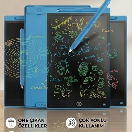 20 Inc Renkli Lcd Grafik Dijital Kalemli Çizim Tableti Yazı Tahta Not Yazma Eğitim Tableti Mavi