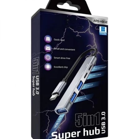 5in1 Metal Usb Hub – Yüksek Hızlı Çoklayıcı, 5 Bağlantı Noktalı, Dayanıklı Ve Taşınabilir Tasarım