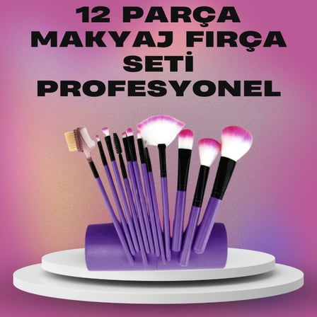 12 Parça Yumuşak Kıllı Makyaj Fırçası Seti Yüz Ve Göz Makyajına Uygun Profesyonel Kullanım