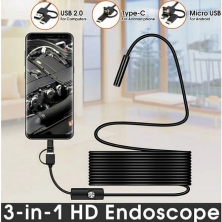 Endoskop 3 İn 1 Yılan Kamera Usb Micro Usb Type-c 20 Metre Sert Kablo
