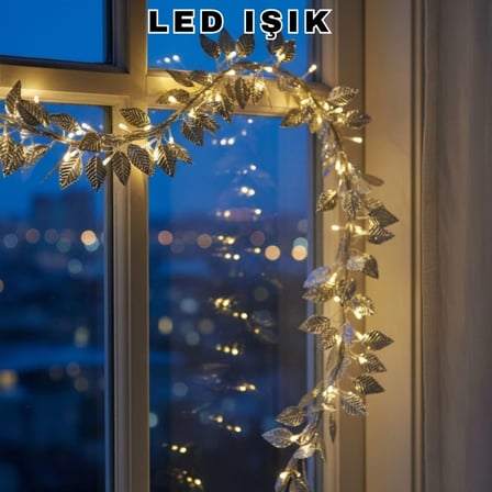 Pilli Gümüş Yaprak Led Işık Ev İçi Ve Yılbaşı Dekor Aydınlatması