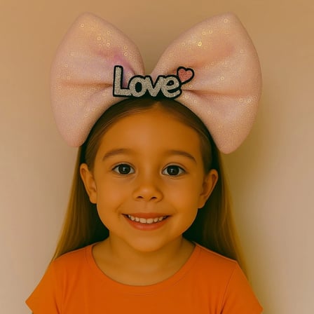 Led Işıklı Love Yazılı Pembe Fiyonk Taç – Kız Çocuk Parti Tacı