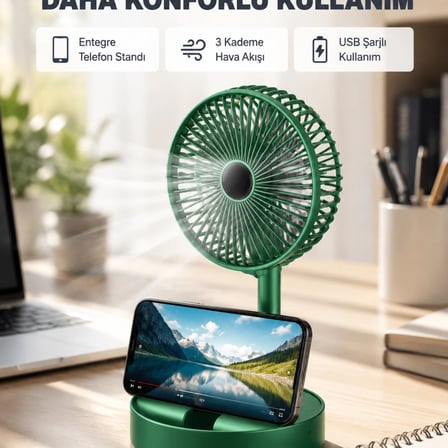 Taşınabilir Şarjlı Mini Fan – Katlanabilir Gövde, 3 Hız Kademesi