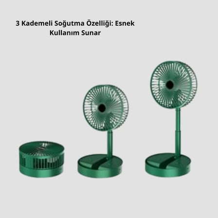 Taşınabilir Şarjlı Mini Fan – Katlanabilir Gövde, 3 Hız Kademesi