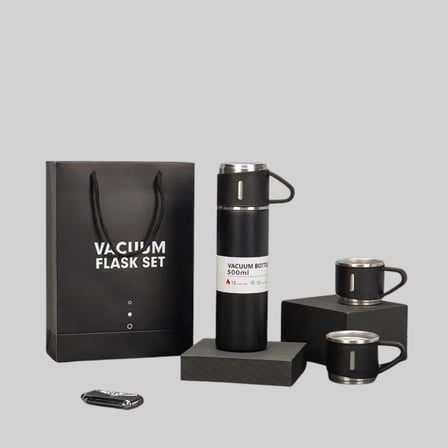 304 Çelik Termos Seti | 2 Bardaklı, 500 Ml, Uzun Süre Isı Koruma