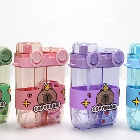 Capybara Çift Bölmeli Pipetli Matara & Suluk Alk5108