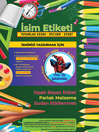 Okul Etiketi Kalem Defter Etiketi, Örümcek Adam, Spider Man Etiketi - 222 Adet Folyo Sticker