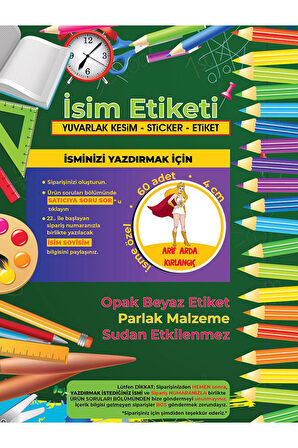 Okul Etiketi Kalem Defter Etiketi, She-Ra Okul Etiketi - 60 Adet 4cm Opak Sticker
