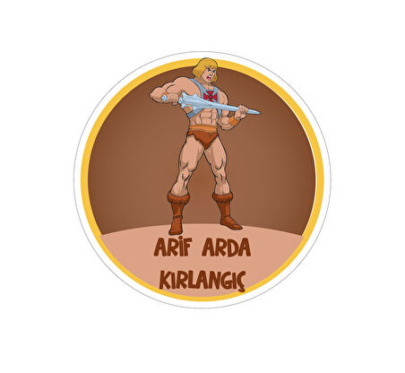 Okul Etiketi Kalem Defter Etiketi, He-Man Etiketi - 40 Adet 5cm Opak Sticker
