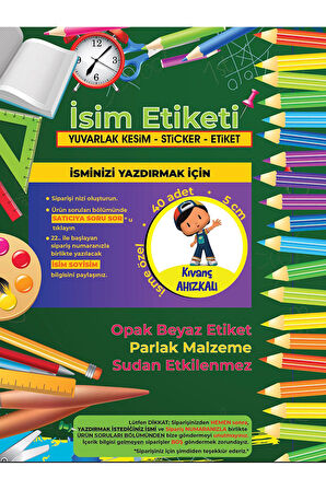 Okul Etiketi Kalem Defter Etiketi, Pepee Etiketi - 40 Adet 5cm Opak Sticker