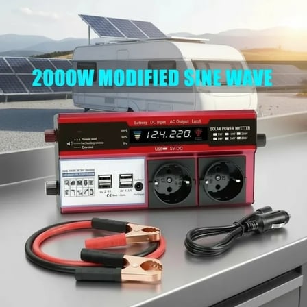 12v 2000w Modifiye Sinüs İnverter Araç Ve Güneş Enerjisi Uyumlu, Çift Usb, Çift Priz Ve Çakmaklık Epilons