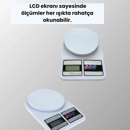Beyaz Plastik Dijital Mutfak Tartısı – 24x16.8x1.5cm