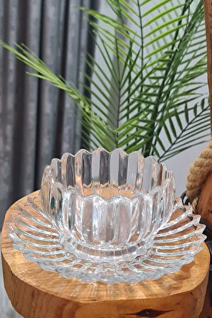 Gülümseten Avm 6 Kişilik Kristal Cam Çerez Tatlı Tabağı Seti (12 Parça)