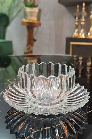 Gülümseten Avm 6 Kişilik Kristal Cam Çerez Tatlı Tabağı Seti (12 Parça)