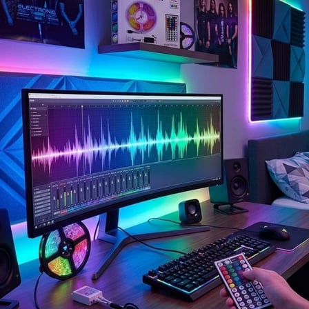 5050 Rgb Led Şerit 5 Metre Uzaktan Kumandalı Ortam Aydınlatma Led