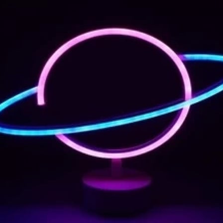 Neon Işıklı Satürn Lamba Pil+usb Mz-503