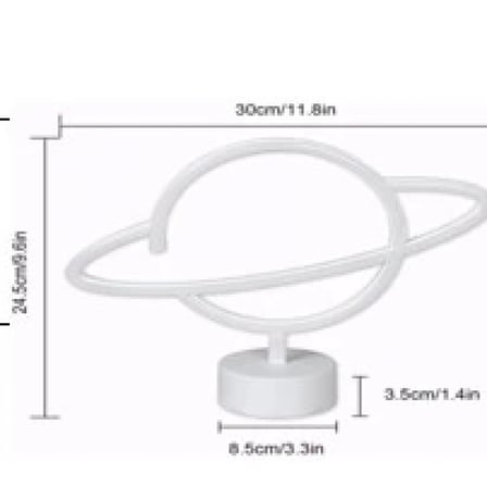 Neon Işıklı Satürn Lamba Pil+usb Mz-503