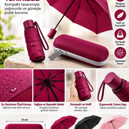 Kapsül Şemsiye Bordo