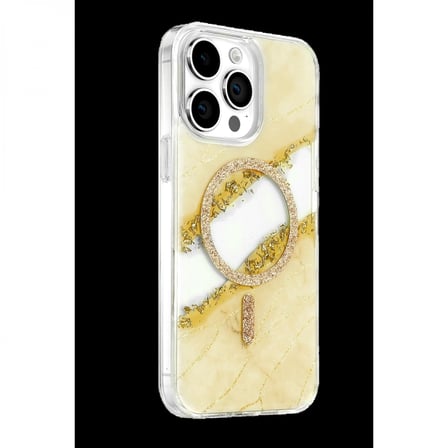 Onegif Apple İphone 15 Pro Max Lotus Simli Magsafe Kapak - Gümüş
