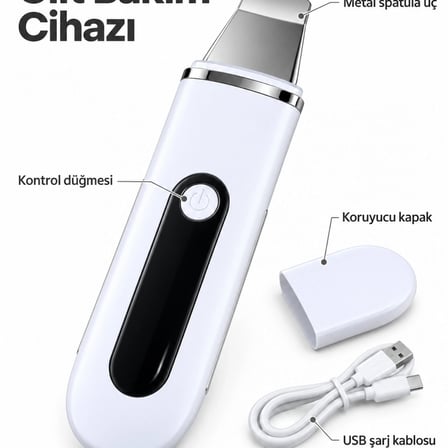 Usb Şarjlı Metal Spatula Uçlu Beyaz Yüz Ve Cilt Bakım Cihazı