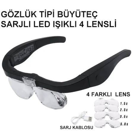 Nikula- Şarjlı Gözlük Büyüteç  4 Farklı Lens -11537dc