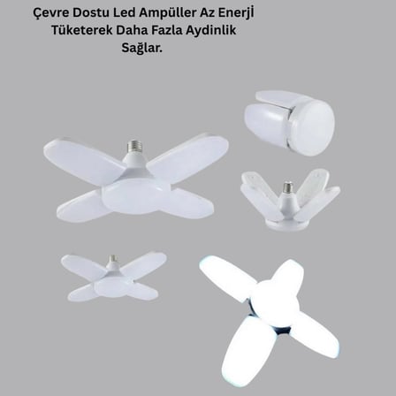 Katlanabilir 4 Kollu Led Ampül 60 Watt 6000 Lumen Beyaz Işık