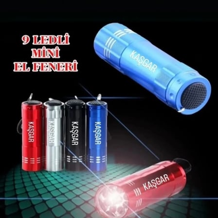 Süper Parlak 9 Ledli Metal Mini El Feneri