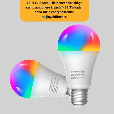 9 Watt Beyaz Işık Ve Renk Ayarlı Akıllı Led Ampul