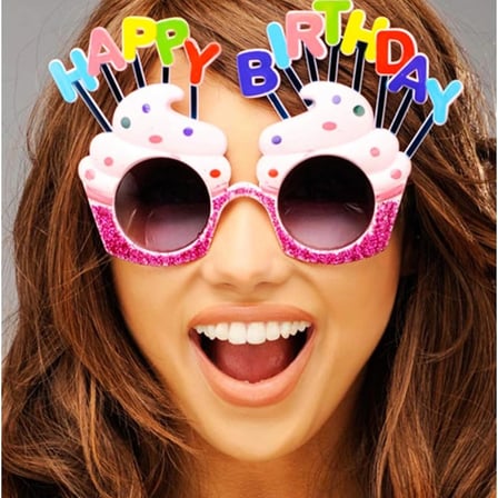Happy Birthday Yazılı Pembe Fuşya Renk Parti Gözlüğü 12x7 Cm