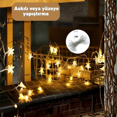 5 Metre Yıldız Şeklinde Led Şerit Işık Sabit Beyaz Aydınlatma