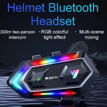 Y20 Max Motosiklet Bluetooth 5.3 Kask Intercom 2 Kişi 300 Metre Eşleşme Özellikli