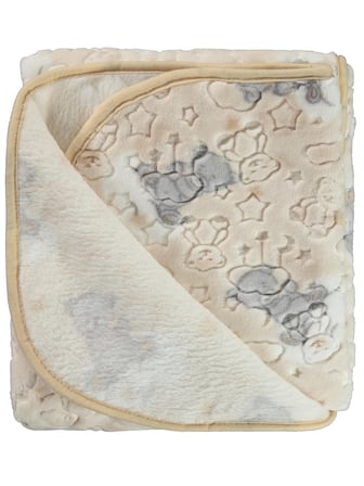 Civil Baby Pamuklu Ayıcık Figürlü 100x120 cm Bebek Battaniyesi Krem