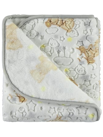 Civil Baby Pamuklu Ayıcık Figürlü 100x120 cm Bebek Battaniyesi Gri