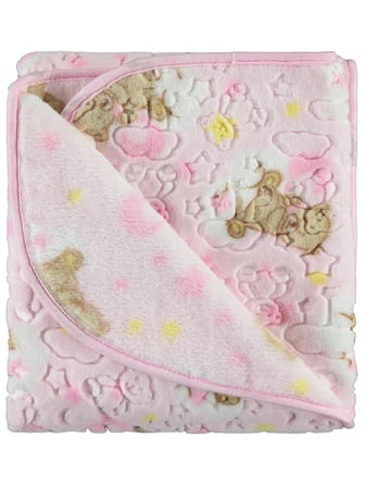 Civil Baby Pamuklu Ayıcık Figürlü 100x120 cm Bebek Battaniyesi Pembe