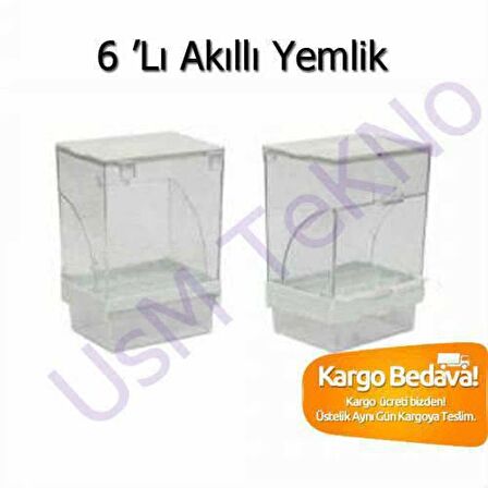 Akıllı Yemlik 6 lı Paket Muhabbet Kuşu Yemlik Kuş Yemliği Karışık Renk (Renk Stok Durumuna Göre )