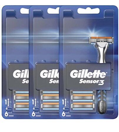 Gillette Sensor3 Tıraş Makinesi Ve Yedek Tıraş Bıçağı 6'lı X 3 Adet