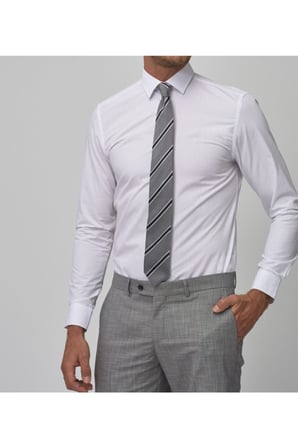 Erkek Beyaz Uzun Kol Slim Fit Klasik Gömlek
