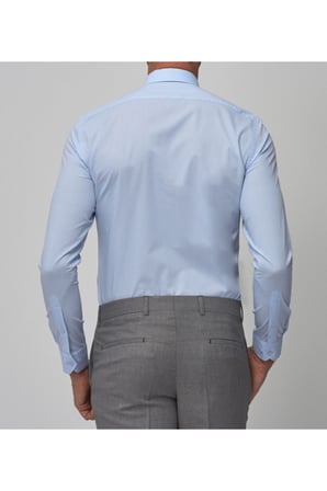 Erkek Mavi Uzun Kol Slim Fit Klasik Gömlek