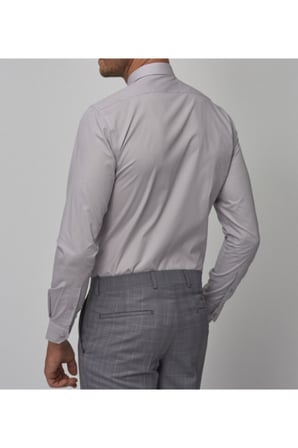 Erkek Gri Uzun Kol Slim Fit Klasik Gömlek