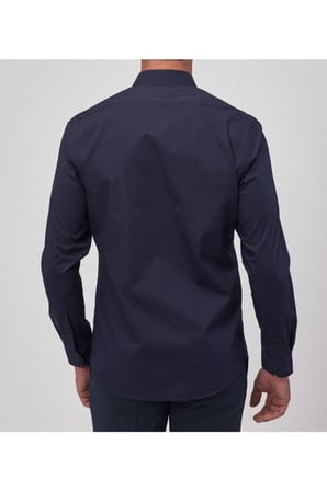 Erkek Lacivert Uzun Kol Slim Fit Klasik Gömlek