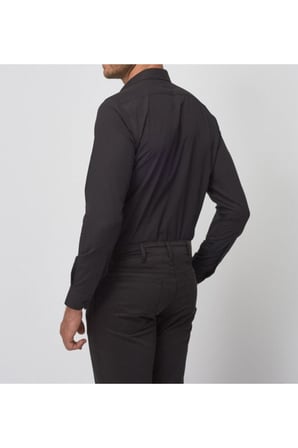 Erkek Siyah Uzun Kol Slim Fit Klasik Gömlek