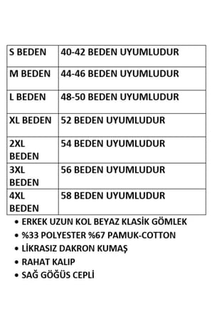 Erkek Uzun Kol Klasik Gömlek Baba Gömlek