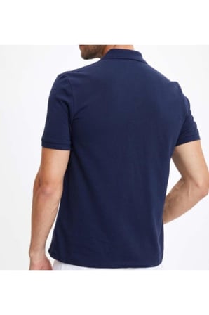 Erkek Lacivert Polo Yaka Slimfit Basic Tshirt