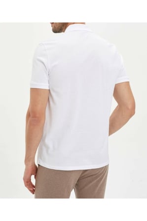 Erkek Beyaz Basic Polo Yaka T-shirt